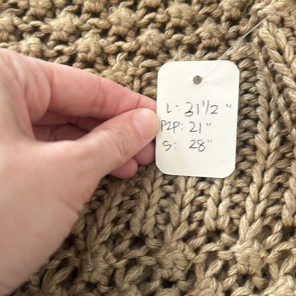 Crochet Look Sweater Cardigan Brown Beige Taupe Women’s Medium M - Picture 4 of 4
